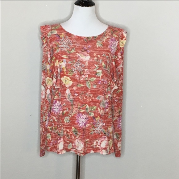 LC Lauren Conrad Bird Print Ruffle Sweater -M - Picture 5 of 9